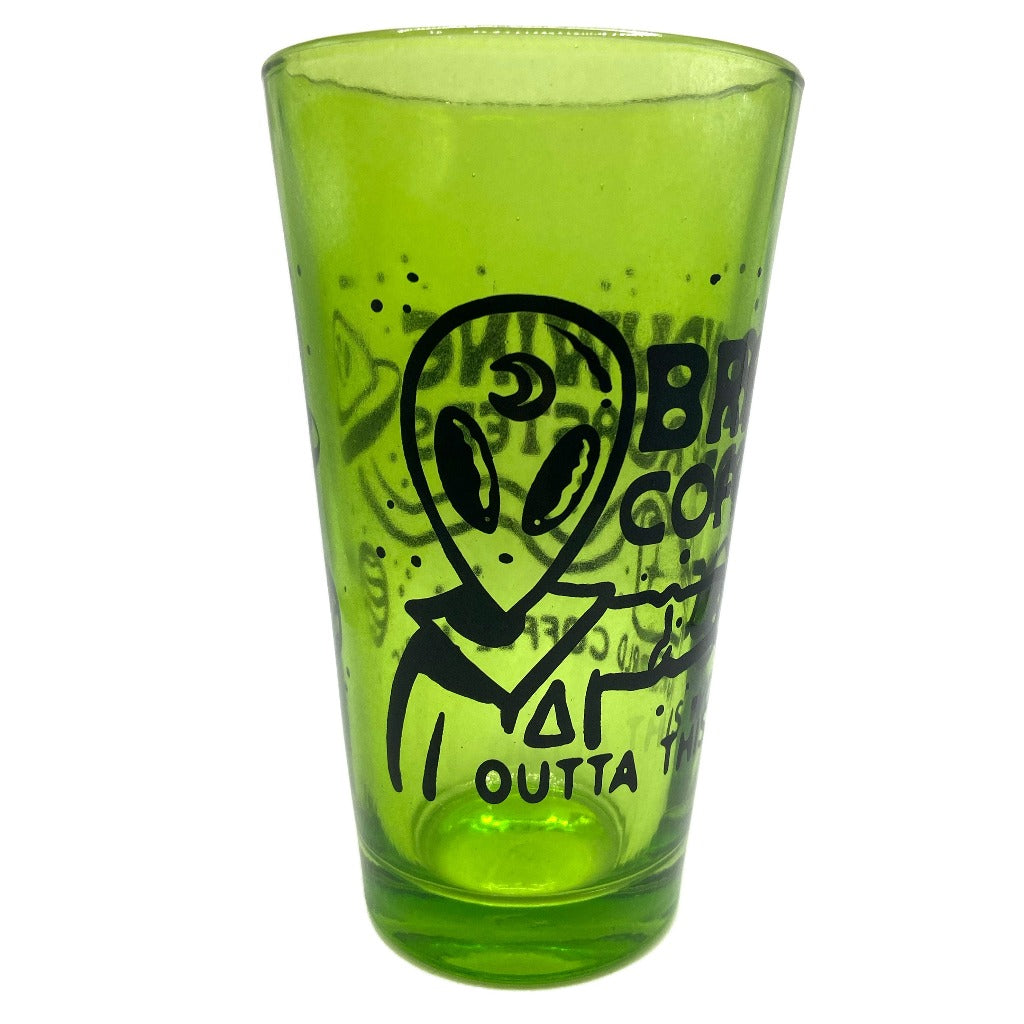 Green Alien Pint Glass